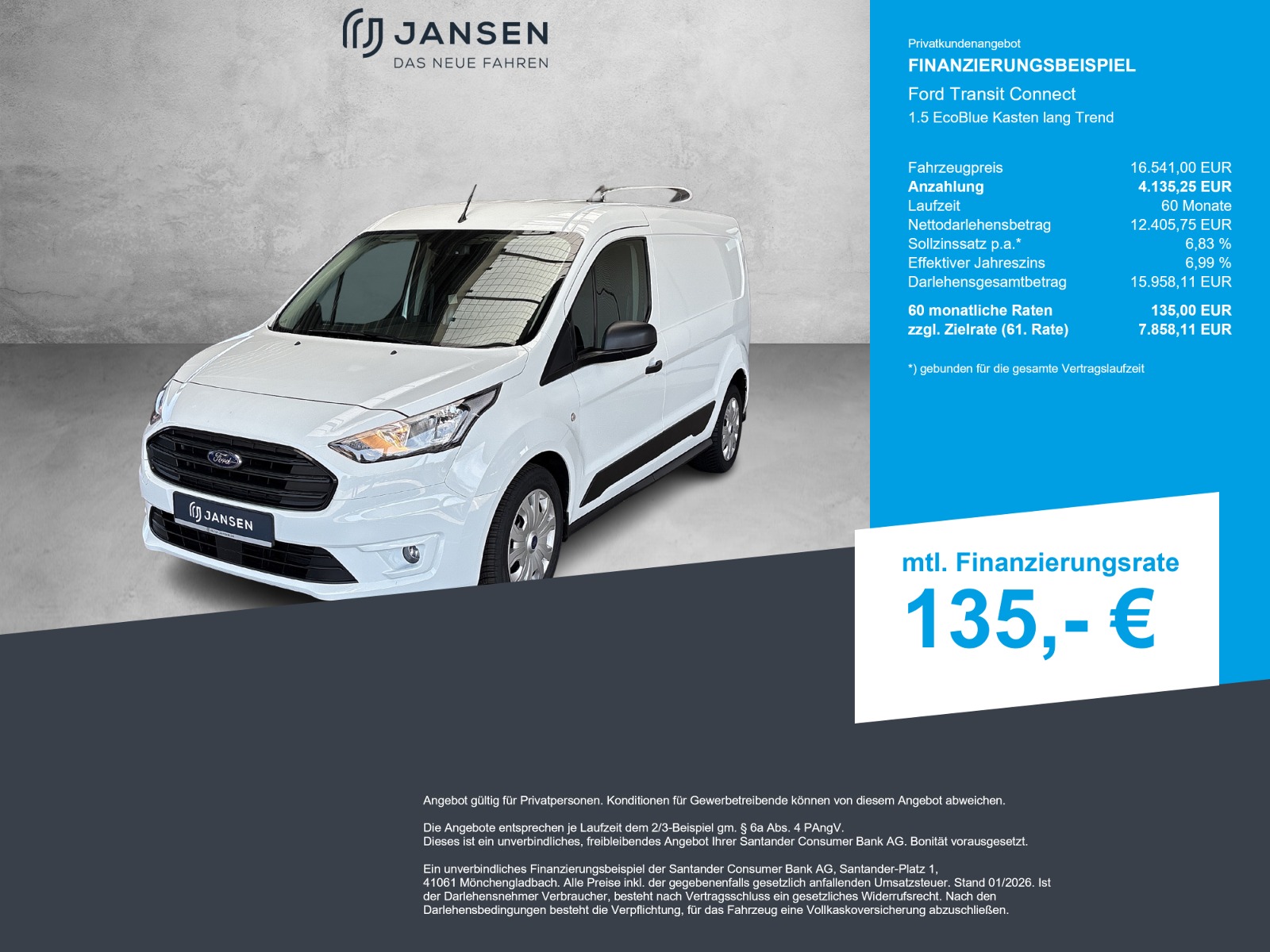 Ford Transit Connect 1.5 EcoBlue Kasten lang Trend