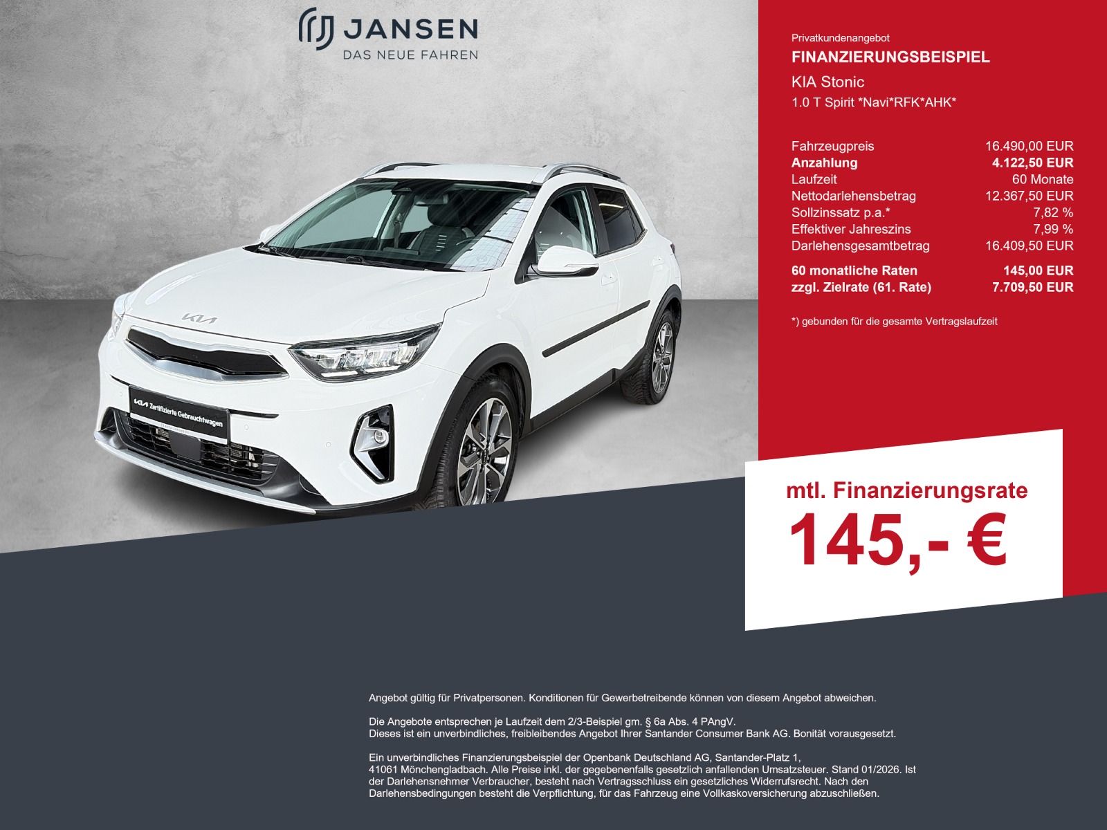 KIA Stonic 1.0 T Spirit *Sat-Nav*RFK*tow bar* — image 1