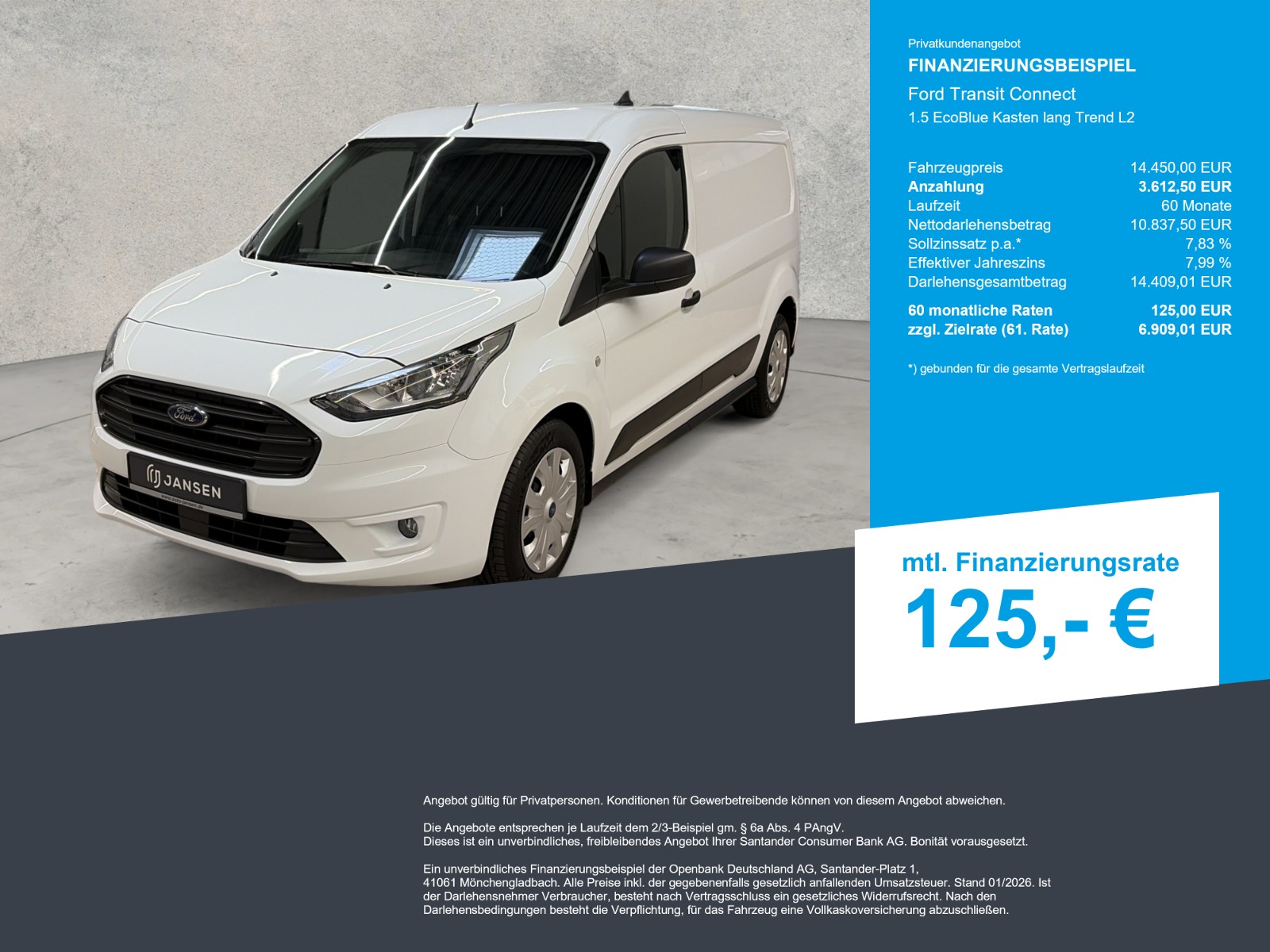 Ford Transit Connect 1.5 EcoBlue Kasten lang Trend L2 — thumbnail 2