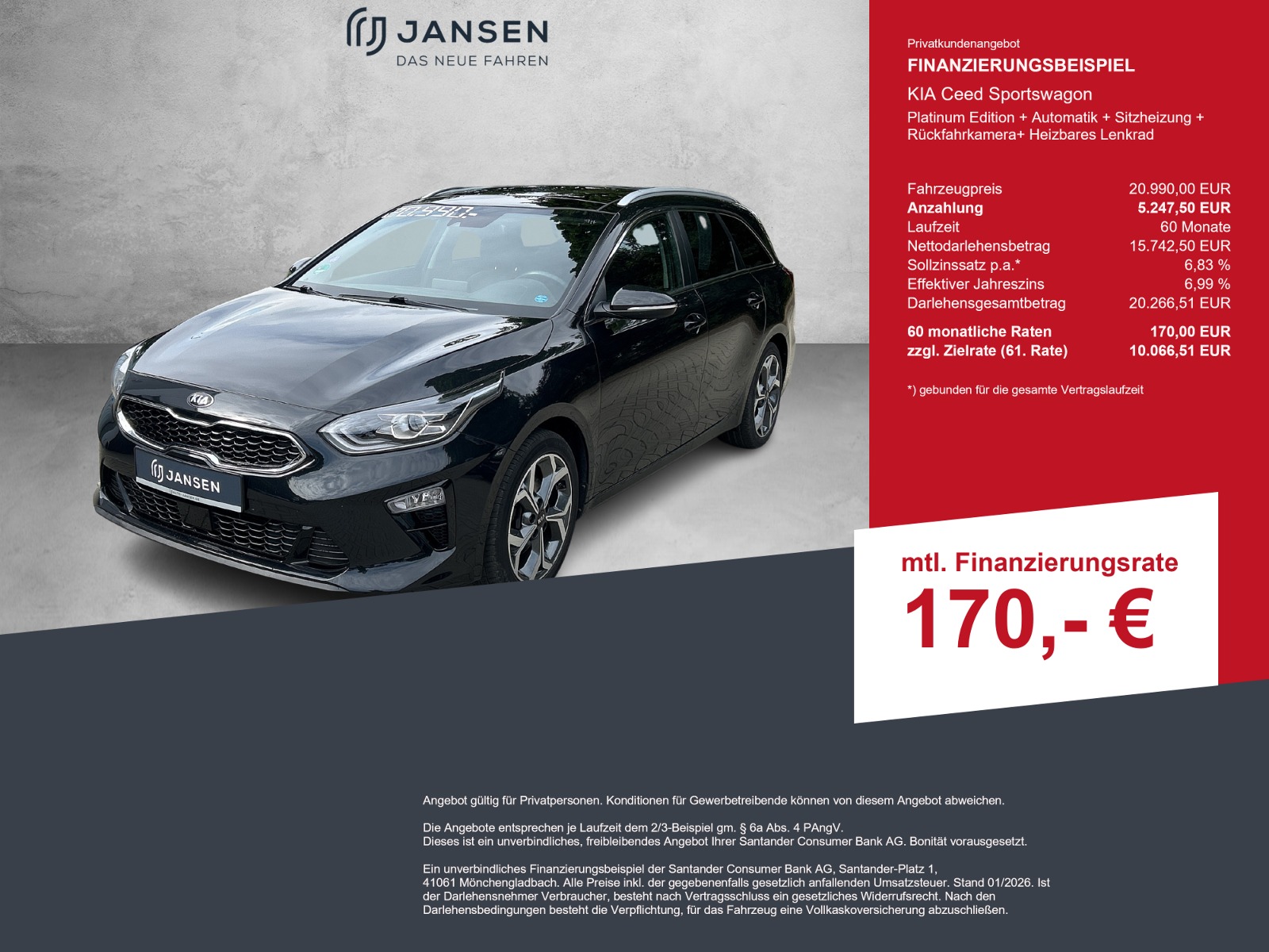 KIA Ceed Sportswagon Platinum Edition + Automatik + Sitzheizung + Rückfahrkamera+ Heizbares Lenkrad