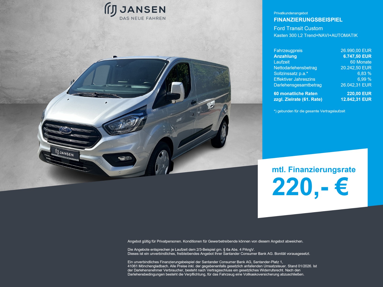 Ford Transit Custom Kasten 300 L2 Trend+NAVI+AUTOMATIK